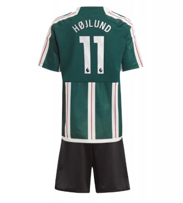 Manchester United Rasmus Hojlund #11 Vieras Pelipaita Lasten 2023-24 Lyhyet Hihat (+ Lyhyet housut)